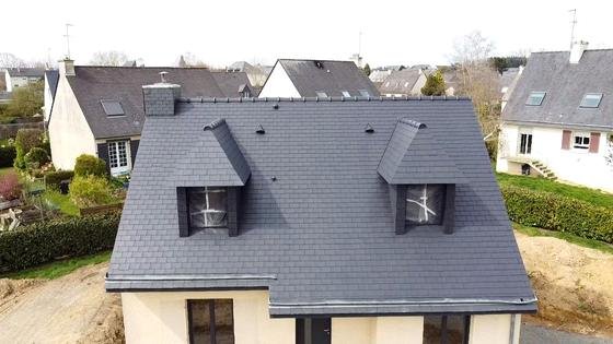 Toiture après peinture, vue au drone — chantier STROPPE, couvreur en Ille-et-Vilaine