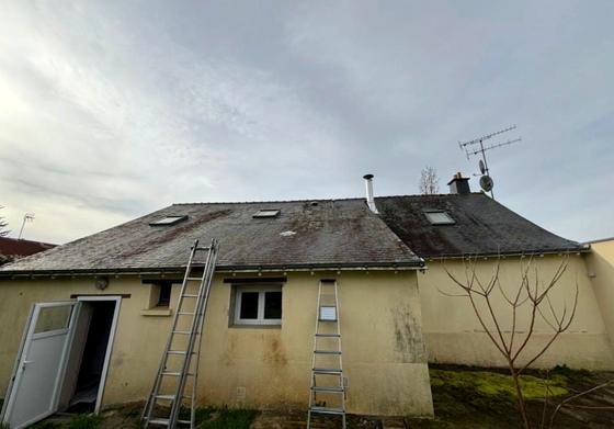 Toiture envahie de mousses avant démoussage — chantier STROPPE, couvreur en Ille-et-Vilaine